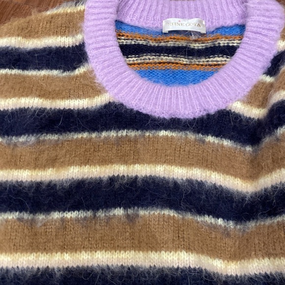 Stine Goya / lucs alpaca stripes fluffy colorblock oversize Sweater Large L - Picture 6 of 8